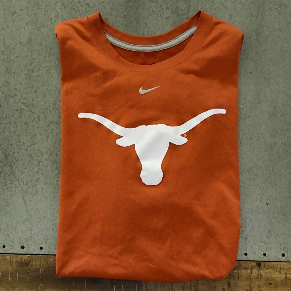 Nike Men's Short Sleeve T-Shirt Burnt Orange with White Longhorn Logo